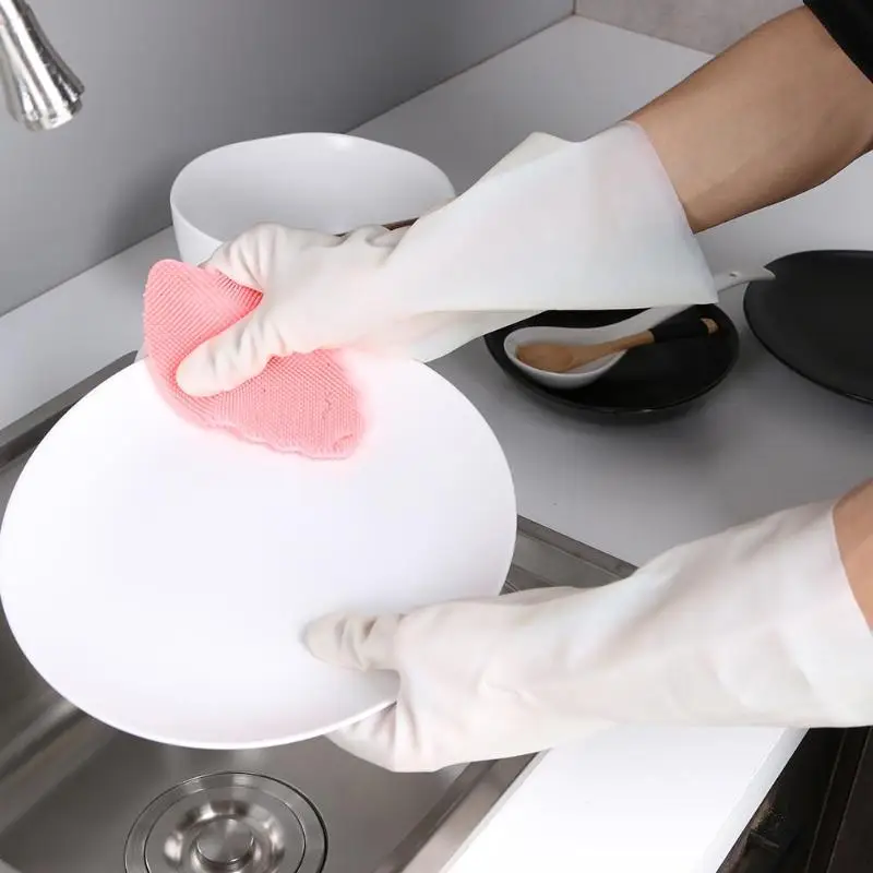 1 Pair Magic Rubber Dish Washing Gloves Kitchen Dishwash Cleaning