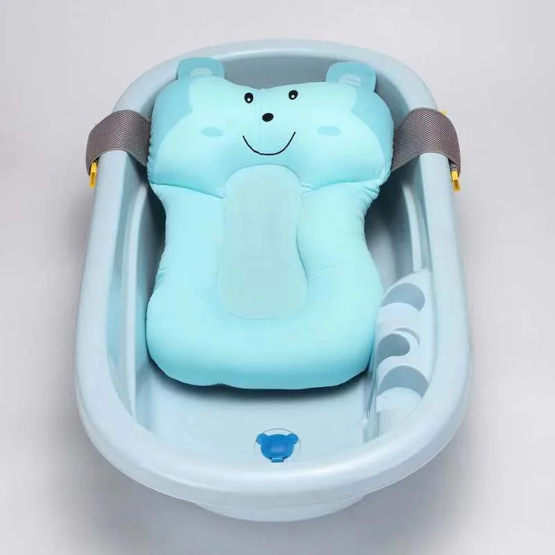 1pc Portable Baby Non-Slip Bath Tub NewBorn Air Cushion Bed/Chair/Shelf Baby Shower Cute Animal Cartoon Baby Bath Pad #TC
