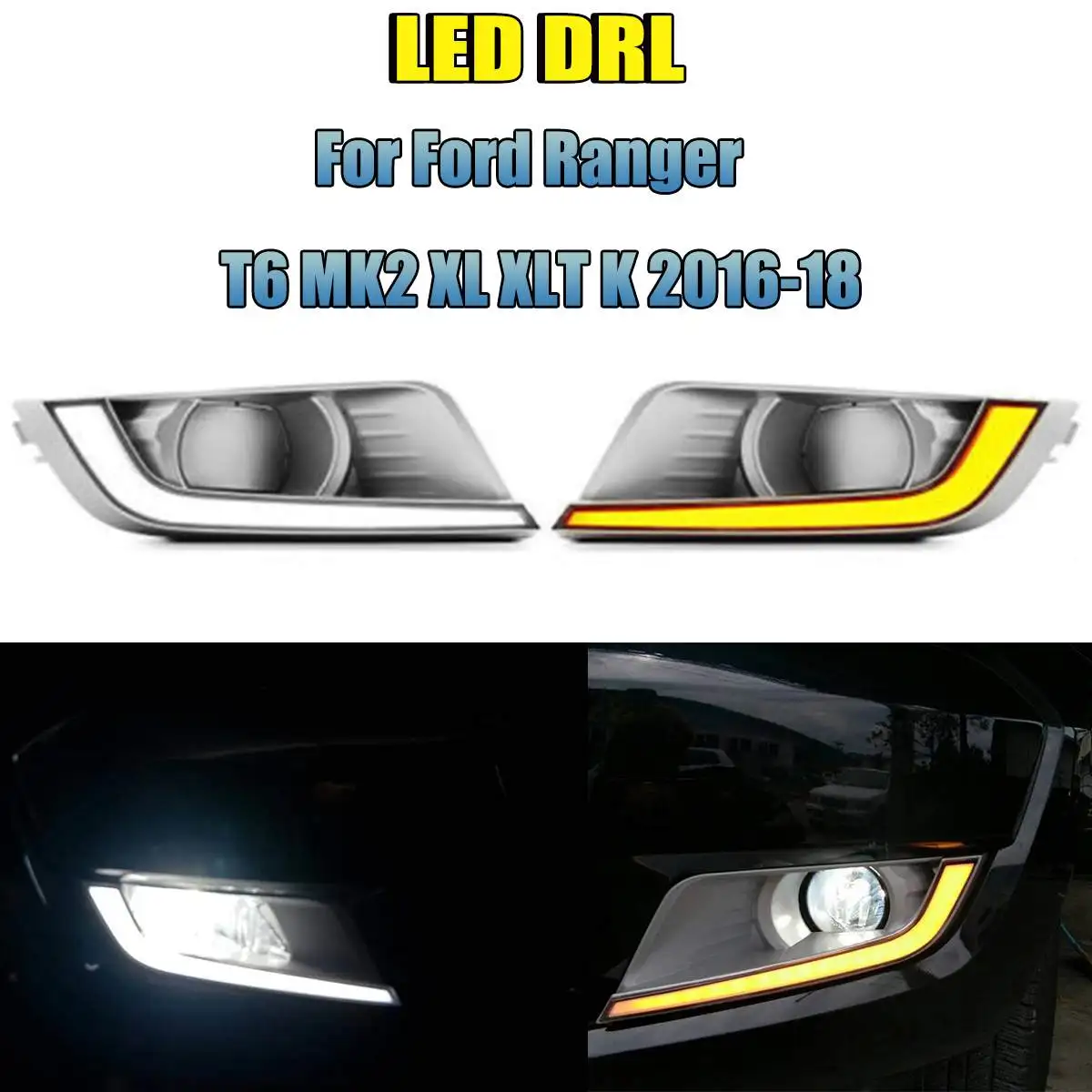 

2pcs COB LED DRL Daytime Running Car Lights Assembly Lamp for Ford Ranger T6 MK2 2016-2018 XL XLT K
