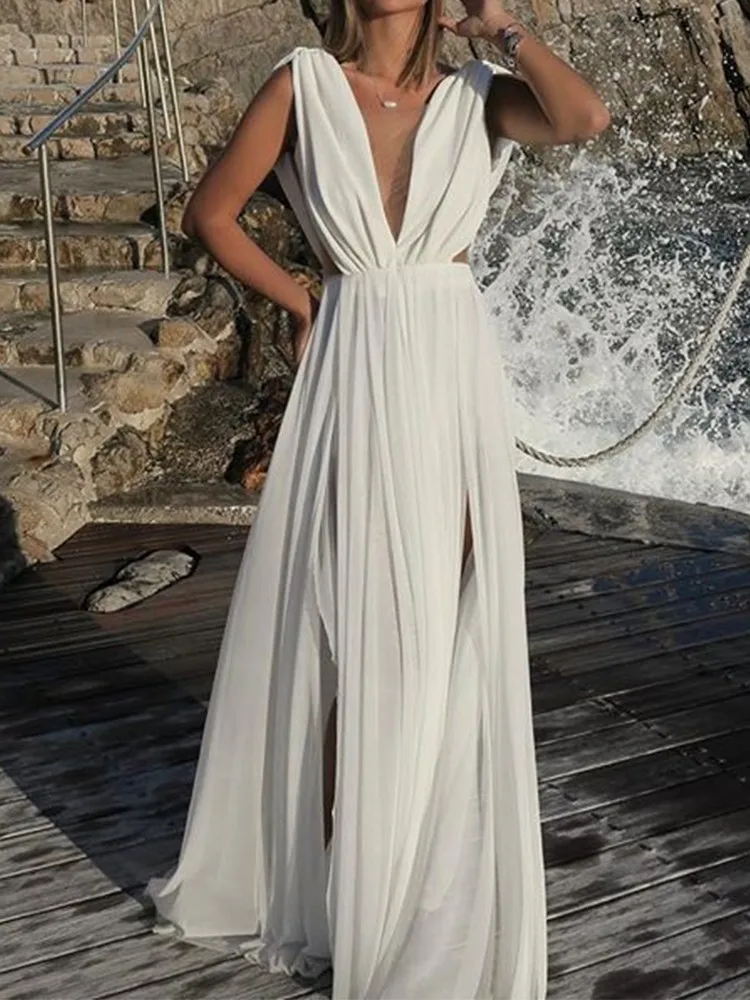 Белое шифоновое платье sukienka vestidos robe femme длинное сексуальное прозрачное kleider