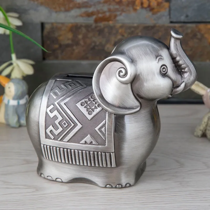 Elephant Savings Box Animal Piggy Bank Zinc Alloy Home Decoration Figurine Children Gifts ElimElim | Дом и сад