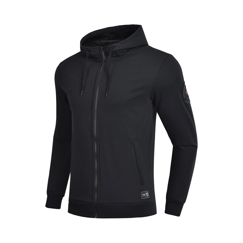 Мужская толстовка с капюшоном Li Ning из 100% хлопка спортивный свитер на молнии