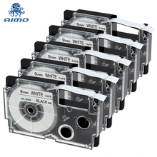 AIMO 5 шт. совместимый черный на белом 9 мм лента для маркировки XR-9WE для Casio принтер этикеток для KL-120 Сделано в Китае с хорошим качеством