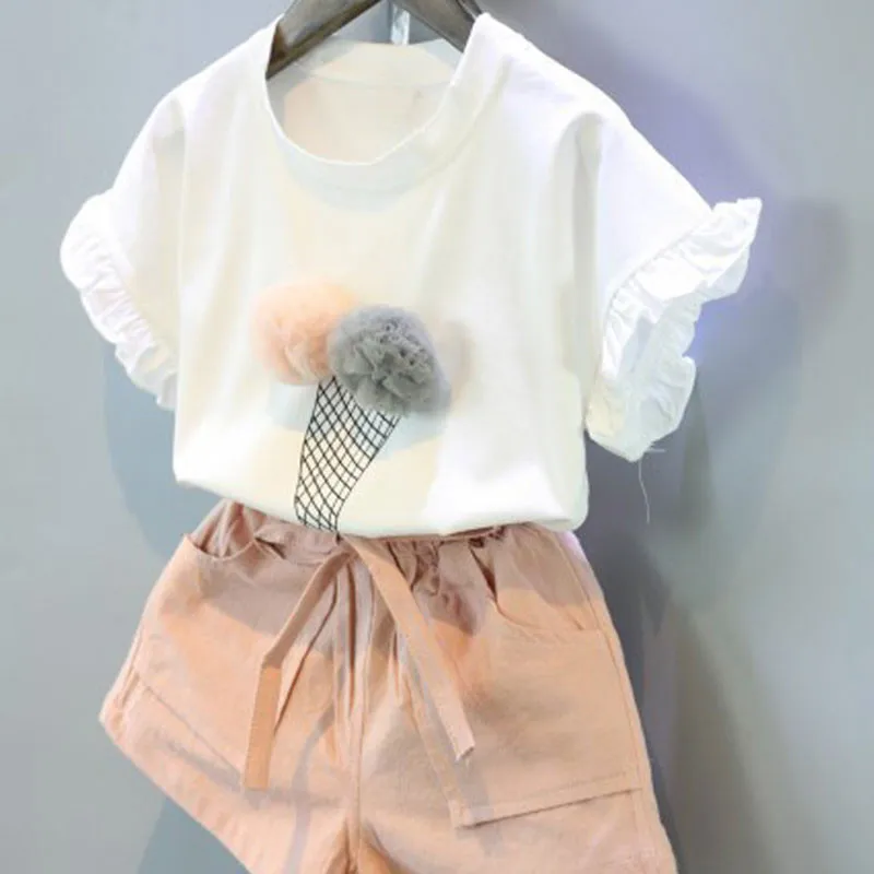 Girls Clothing Sets New Summer Cotton Two-piece Kid Clothes Set Casual Children Clothing Toddler Girl Tops+Shorts Girls Clothing Sets New Summer Cotton Two-piece Kid Clothes Set Casual Children Clothing Toddler Girl Tops+Shorts