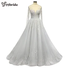 Прозрачная кисея, тюль ткань платья знаменитостей дизайн бисер ручной работы Длинные рукава совок шеи трапециевидной формы свет Серебряное платье