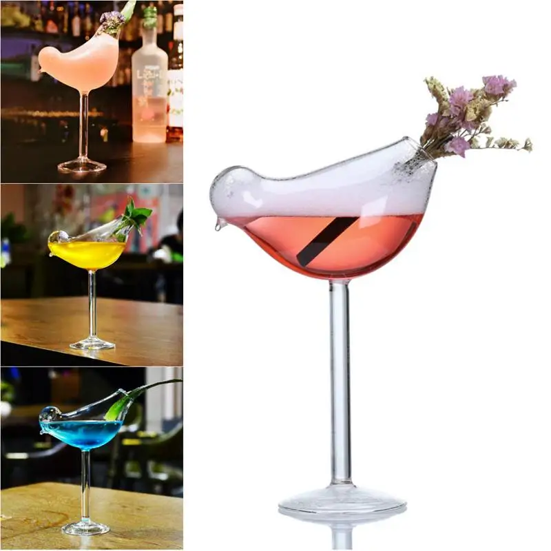 

Birdie-Shaped Cocktail GlassPersonality Glass Molecule Smoked Glass Cup Bird Champagne Goblet Glass Water Wine Container Party