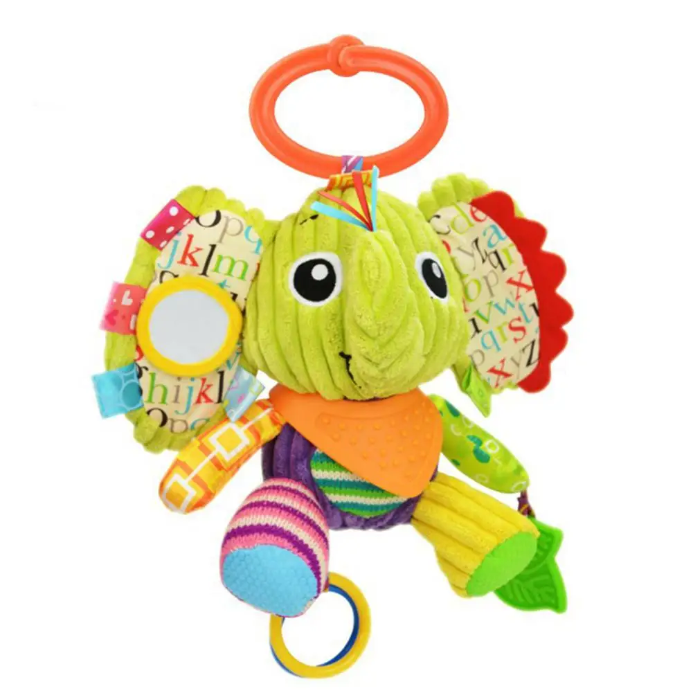 Baby Multi-functional Animal Plush Doll Rattle Ring Bell Bed Hanging Toy Teether Toys for Kids 