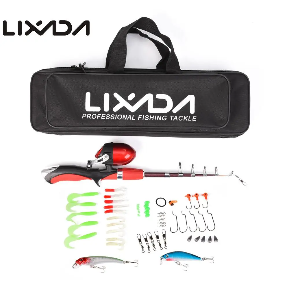Lixada تلسكوبي الصيد رود كومبو 1.4 متر الجليد الصيد قضبان + مغلقة الصيد بكرة إغراء الصيد معالجة كومبو مع حقيبة دي Pesca