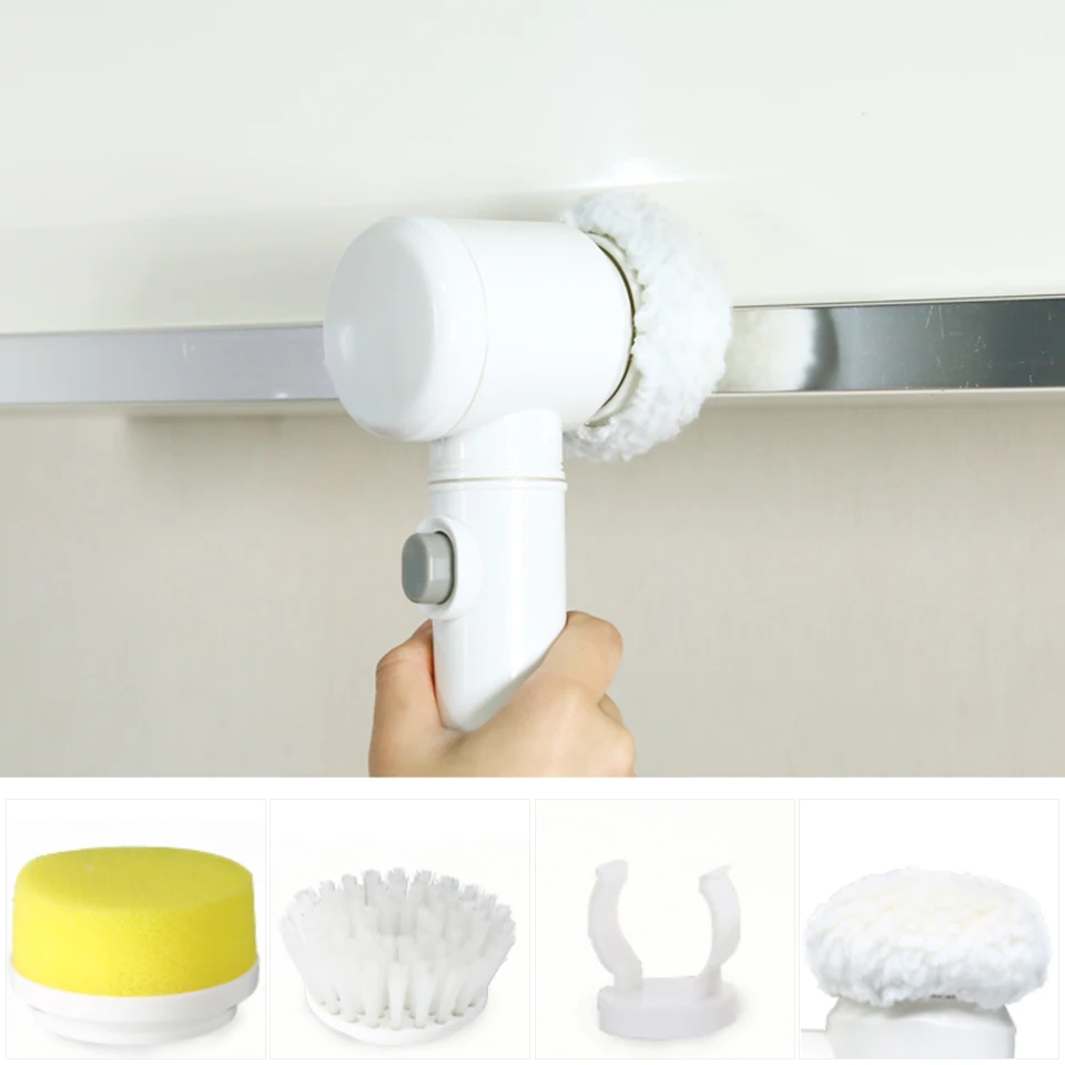 

5 in 1 Multi function Cleaning Brush Handheld Power Scrubber Brush Electric Spin Cleaning Brush Kitchen/Bathroom/ Window Cleaner