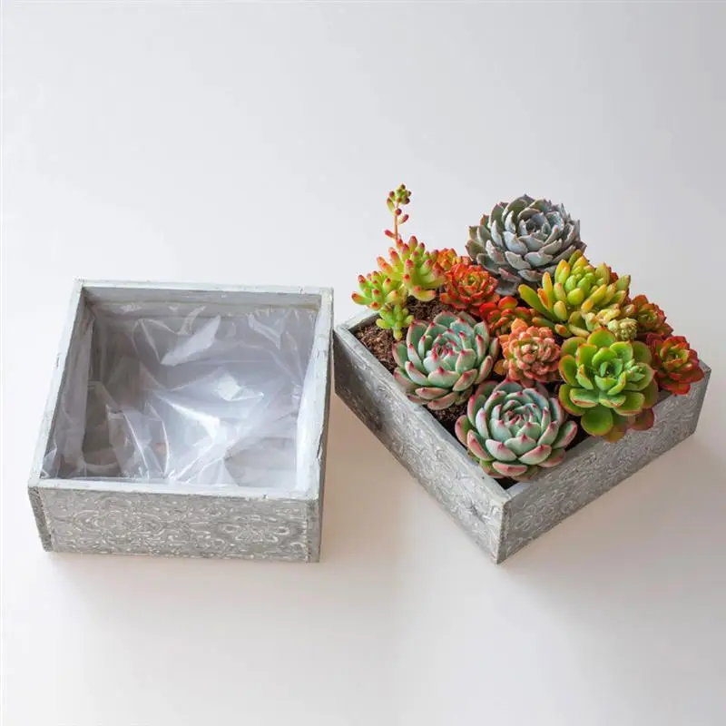 Wooden Square Flowerpot Succulent Wood Potted Flower Plants Stand
Simple Retro Perforated Flower Holder Flower Pots Home Decor