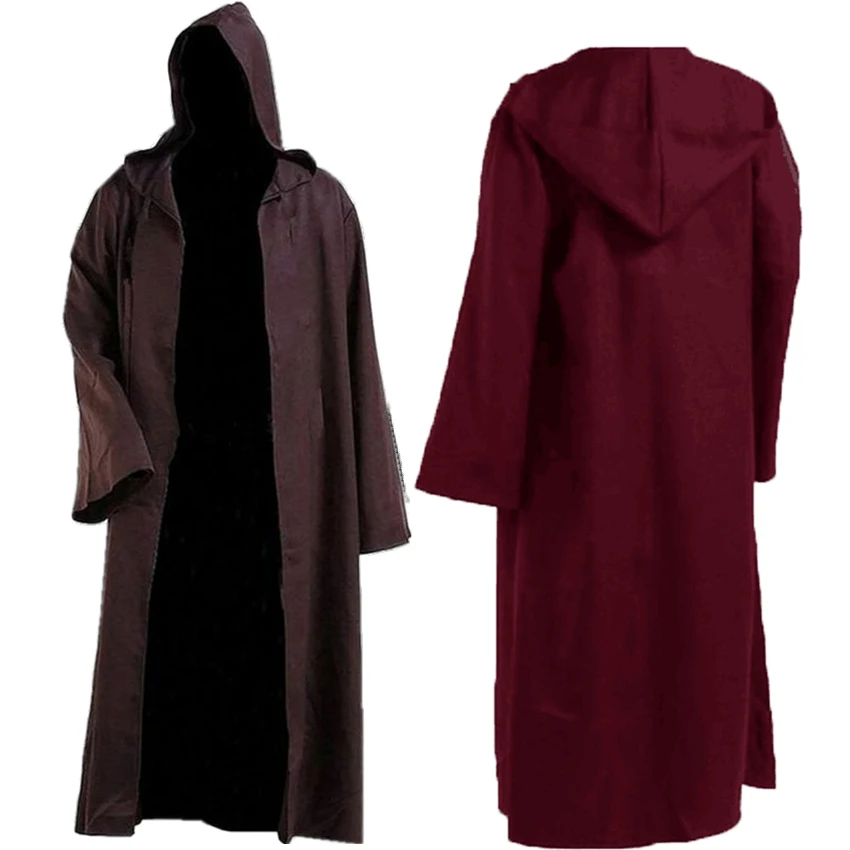 

Adult Man Medieval Star Wars Cosplay Costumes Darth Vader Solid Hooded Cloak Jacket Jedi Force Awakened Carnival Fancy Clothing