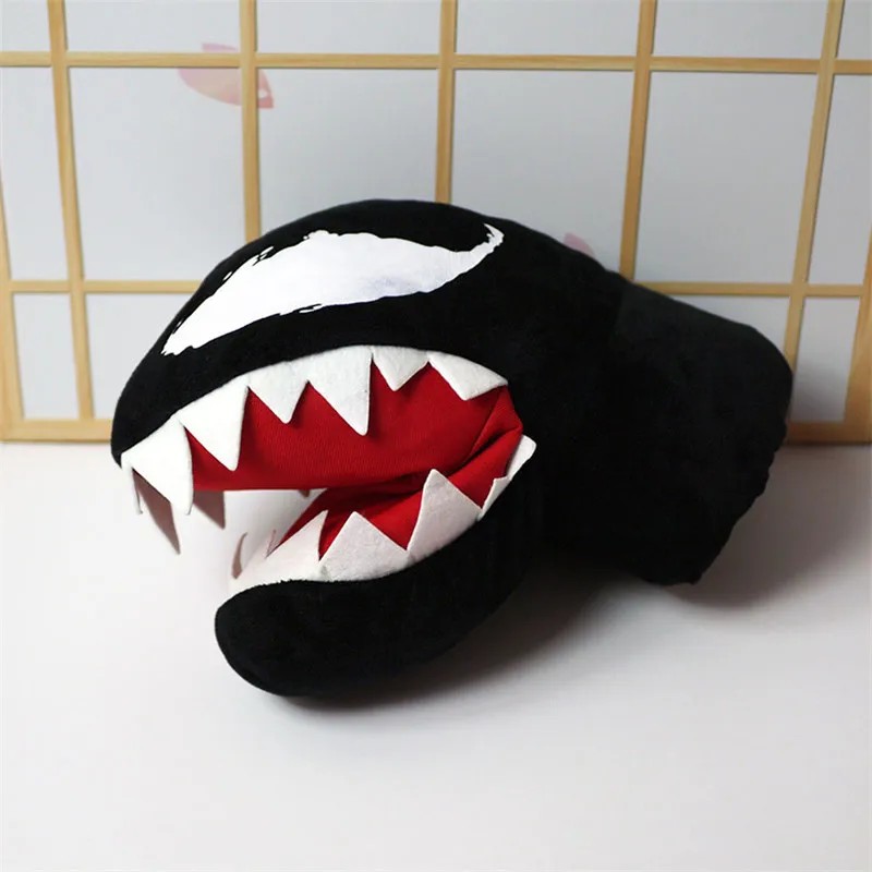 

Venom figure plush toy Super hero Edward Eddie Brock mask cosplay doll hand warmer glove for gift