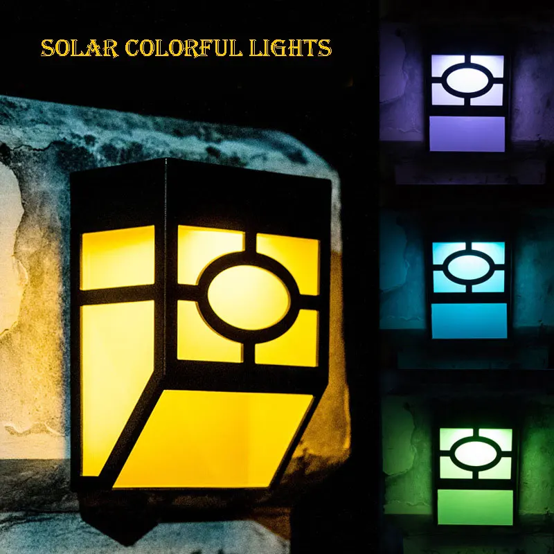 

New Upgraded 4PCS LED Solar Light 2 LED Wall Lamp Outdoor Garden Wall Path Yard Landscape Lighting Cool White Warm White RGB