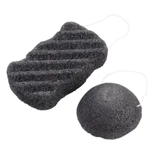 2pcs Konjac Sponge Natural Lot Bamboo Charcoal Deep Cleansing Natural Reusable Activated Makeup Sponge For Face Skin Care Body