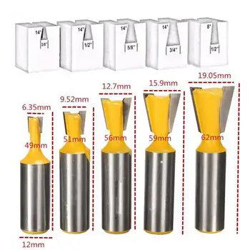 

5Pcs/Set Industry Standard 1/2 Inch Shank Dovetail Router Bit Cutter Wood Working
