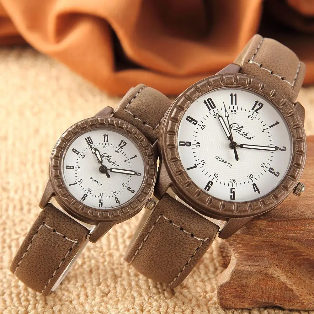 

High Quality Vintage Watches Clock Arabic Numbers Round Dial Faux Leather Band Wristwatch Couple Casual Quartz Wrist Watch Gift