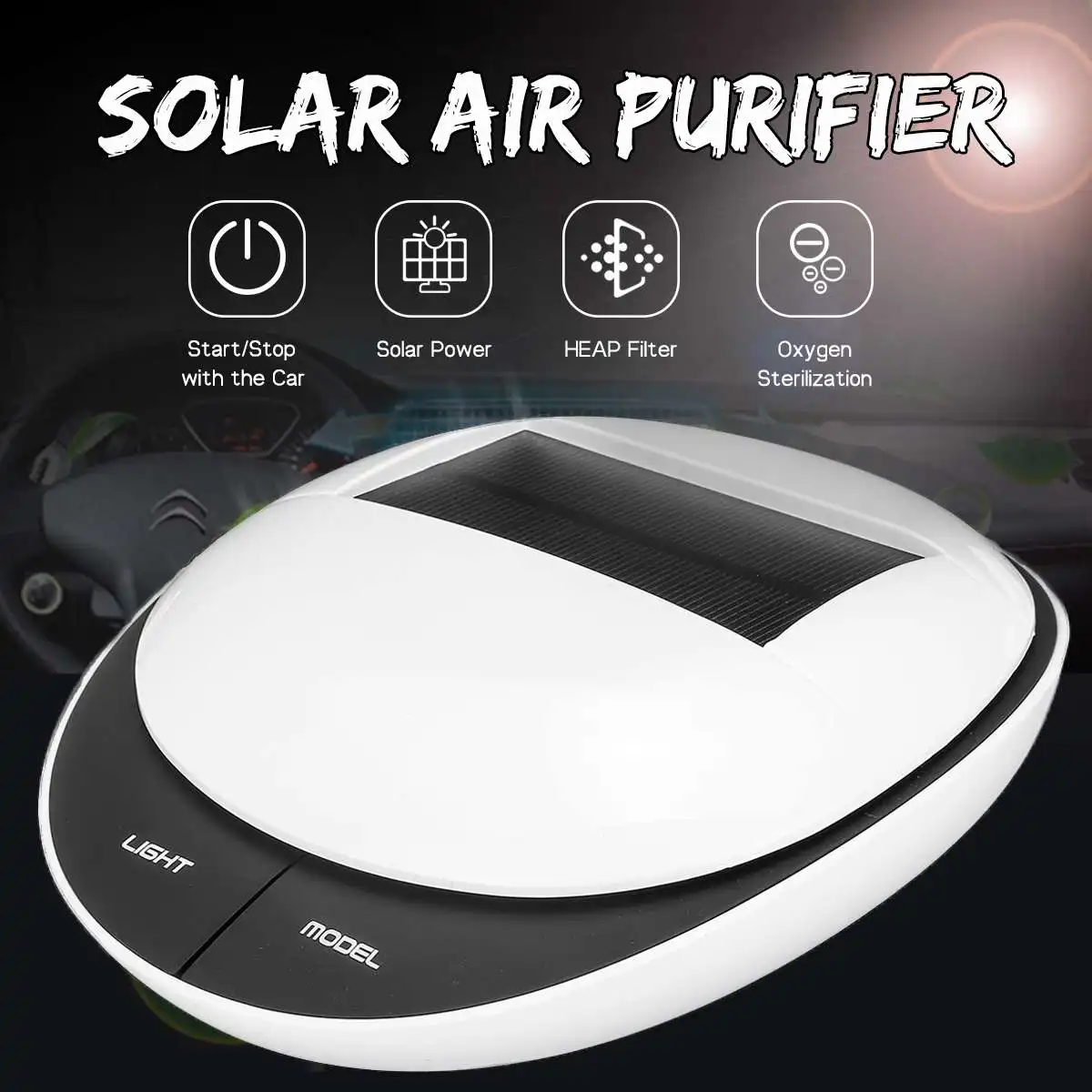 

Solar Energy Car Air Purifier Car Solar Negative Ionizer Air Cleaner Anion Freshner No Noise Formaldehyde PM2.5 Removal for Home