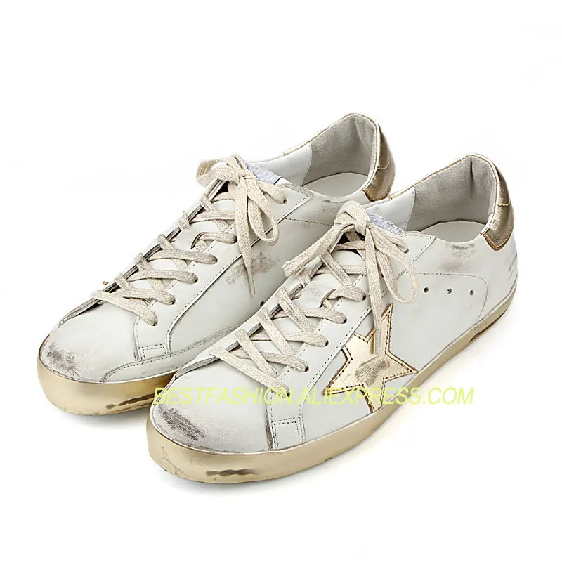 

Woman Casual Shoe Round Toe Worn Out Distressed Genuine Cow Leather Star Shoes Women Lace Up Vintage Do Old Dirty Shoe