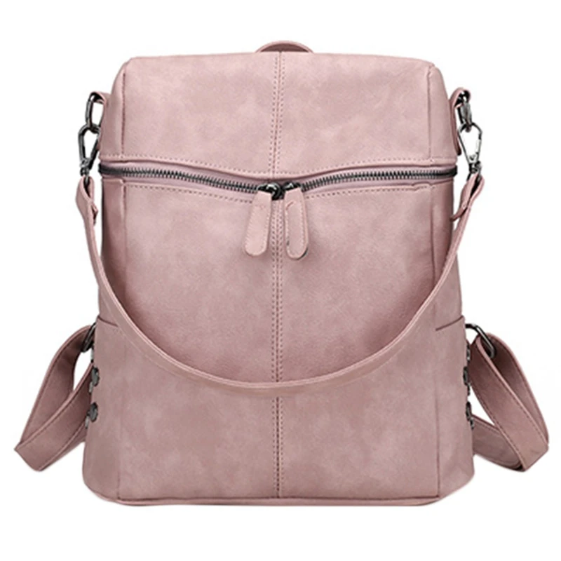 

Simple Style Backpack Lady Backpack Teenage Girl Bag Fashion Retro Solid Color Single Shoulder Bag Pink