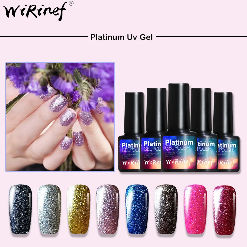 

WiRinef 2018 New Glitter Platinum Nail Gel Polish 10 Colors Gel Nail Lacquer UV LED Shining Nail Platinum Glue Polish