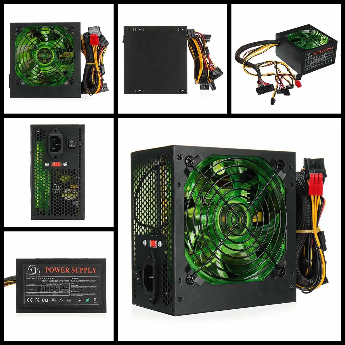 500 W إمدادات الطاقة 120 مللي متر LED مروحة 24 دبوس PCI SATA ATX 12 V PC وحدة إمداد الطاقة للكمبيوتر لسطح المكتب الألعاب