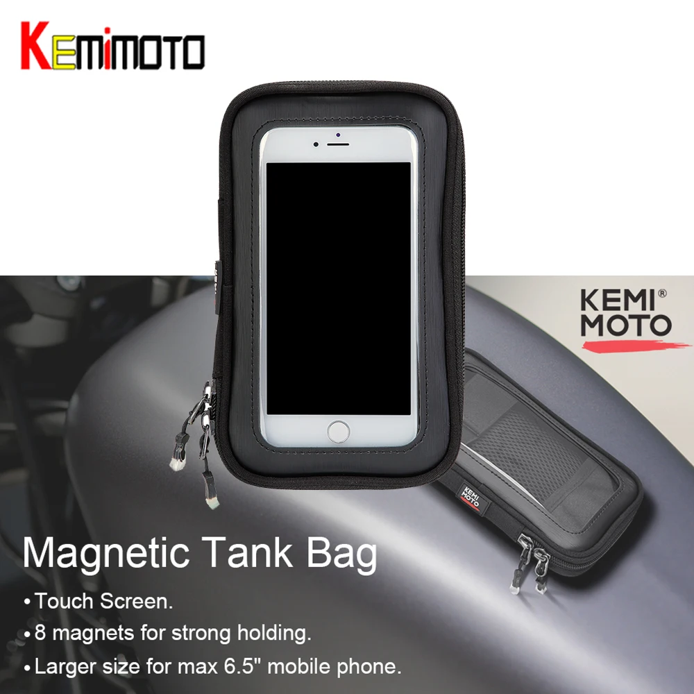 

KEMiMOTO Motorcycle Magnetic Tank Bags 6.5" Touch Screen Cell Phone GPS Bag For BMW R1200 For Kawasaki For Sportster Touring ATV