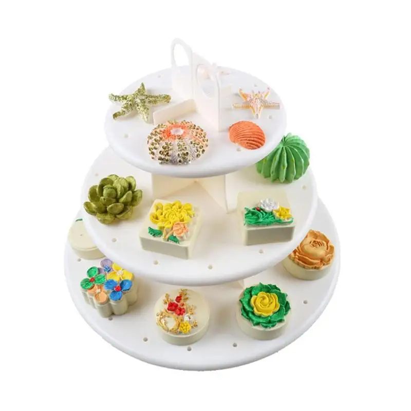 

3 Tiers Ps Snack Cake Server Cupcake Display Stand Lolly Holder Cake Rack 21pcs Cupcake Stand 42pcs Cake Stands Lollipop Holder
