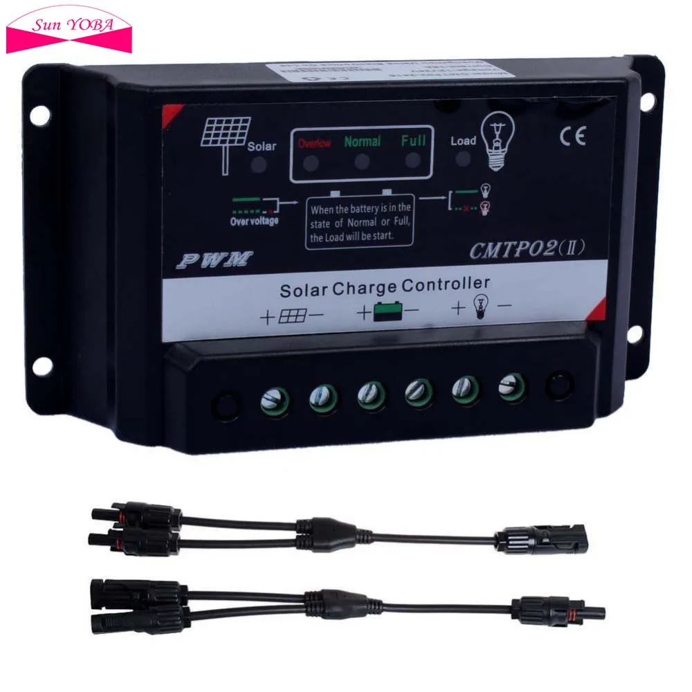 PWM 10A контроллер солнечного зарядного устройства 12 В/24 В солнечная панель