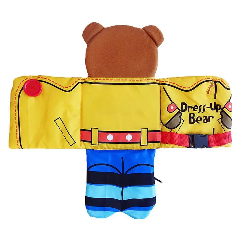 teddy bear with zippers and buttons