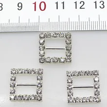 10 шт./лот 16 ММ Квадратные Серебряные Стразы Пряжки Металла Diamante Diy Волос Аксессуары Свадебные Ленты Декоративные вычет