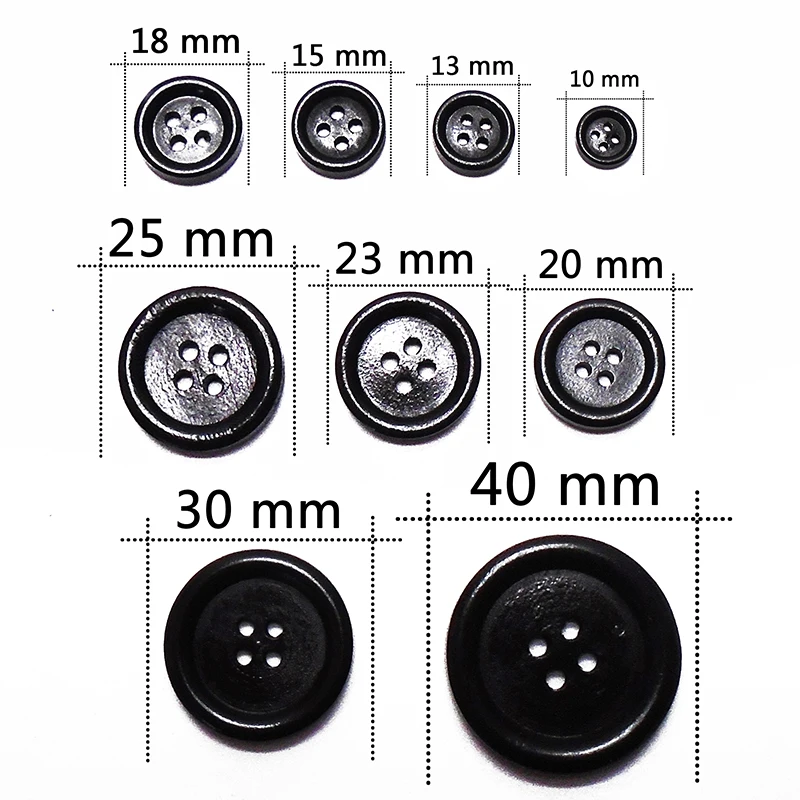 ZIEENE 10 шт-200 шт Черный Круглый Трубопровод деревянные пуговицы Швейное Ремесло «сделай сам» Скрапбукинг для одежды дерево ручной работы 4 отверстия 10-40 мм