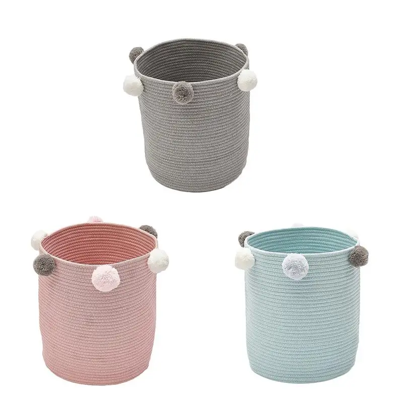 

Literary Household Storage Basket Hair Ball Laundry Basket Toy Toys Sundries Dirty Clothes Bucket Practical Organizer Pink Blue
