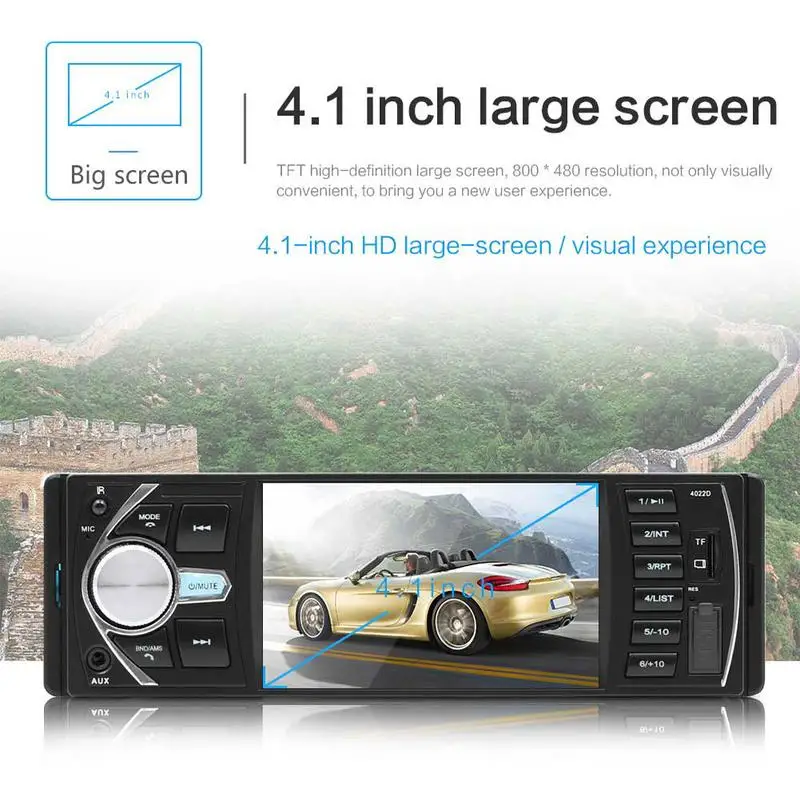 4,1 дюймов двойной 1 DIN автомобиль MP5 MP3 плеер Bluetooth Сенсорный экран стерео радио Камера авто радио Воспроизведение музыки