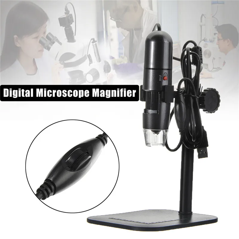 

10 Mega Pixels High Resolution 1000X 8 LED USB Digital Microscope Endoscope Camera Microscope Magnifier with Rise Fall Holder