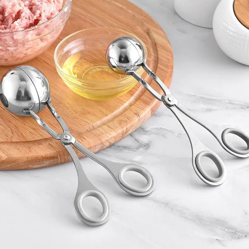 

Stainless Steel Meatballs Scoop with Hand Guard Ring Meatball Scoop Maker with Protective Ring Cake Pop Maker Kitchen Tool #YW