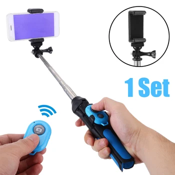 

New Extendable bluetooth Selfie Stick Tripod Monopod Set for Cell Phone Camera Holder with Remote Shutter Controller + Clamp Kit