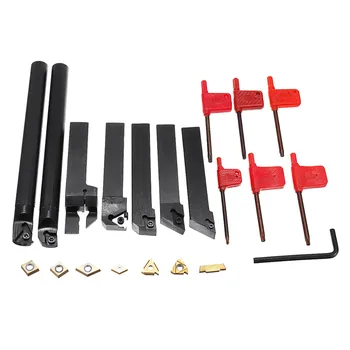 

DANIU 7pcs 16mm Shank Lathe Turning Tool Holder Boring Bar CNC Tools Set With Carbide Inserts And Wrenches High Quality