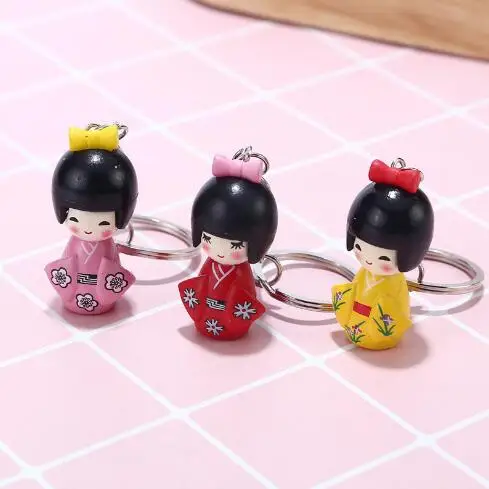 

20pcs Creative cute cartoon Japanese kimono doll doll keychain