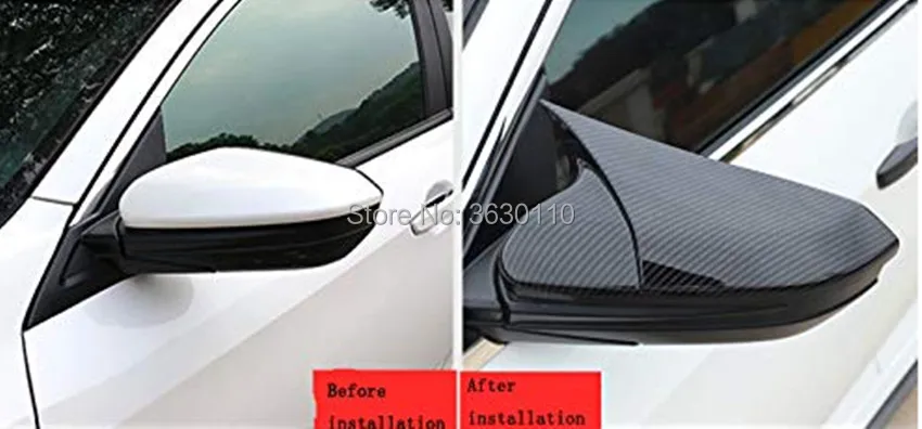 

Black / Carbon Fiber Color Rear View Mirror Cover Cover Horn Shape ABS Side Mirror Rearview Caps For Honda For Civic 2016-2019