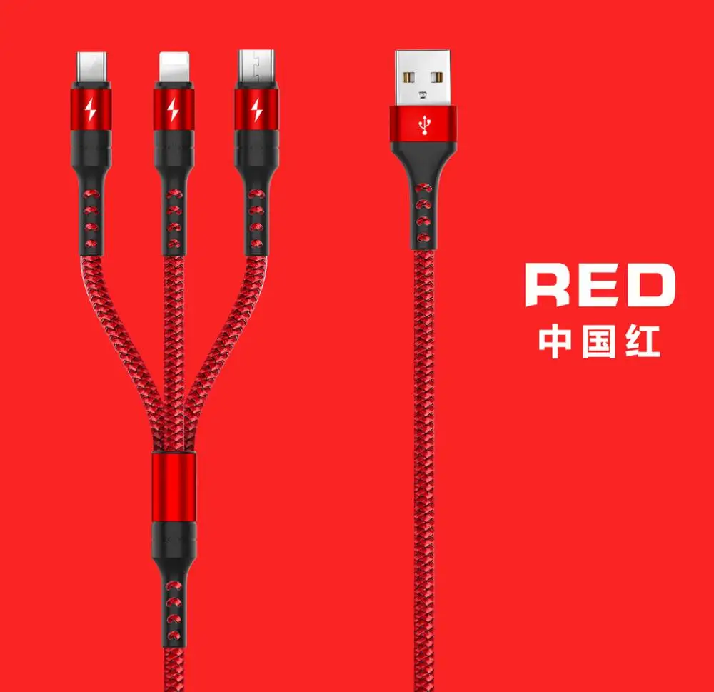 Мобильный USB Type C Micro для Lightning 3в1 кабель iPhone X xs max зарядный 3 в 1 Samsung Galaxy S9 S8