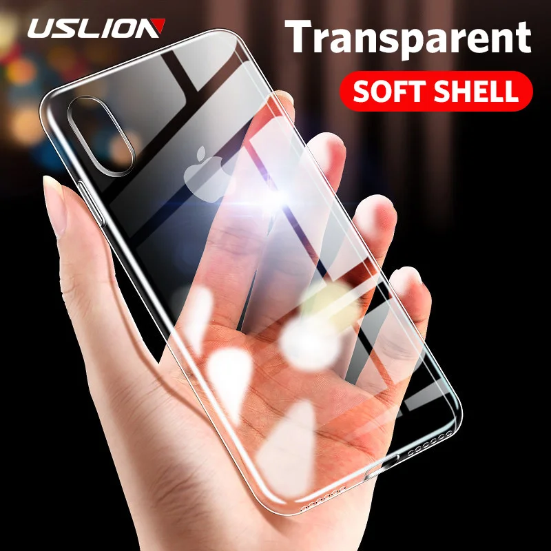 

USLION Clear Silicon Phone Case For iPhone 7 Plus 8 Plus XS MAX XR X Transparent Soft TPU Cases For iPhone 6 6s 6Plus 5 5s SE