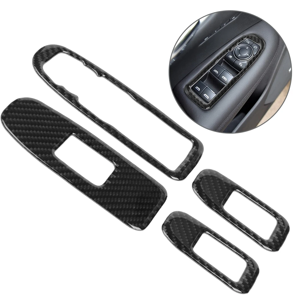 

4pcs Car Door Armrest Window Switch Cover Decoration Universal for Cadillac XT5 2016 2017 2018 2019 Carbon Fiber