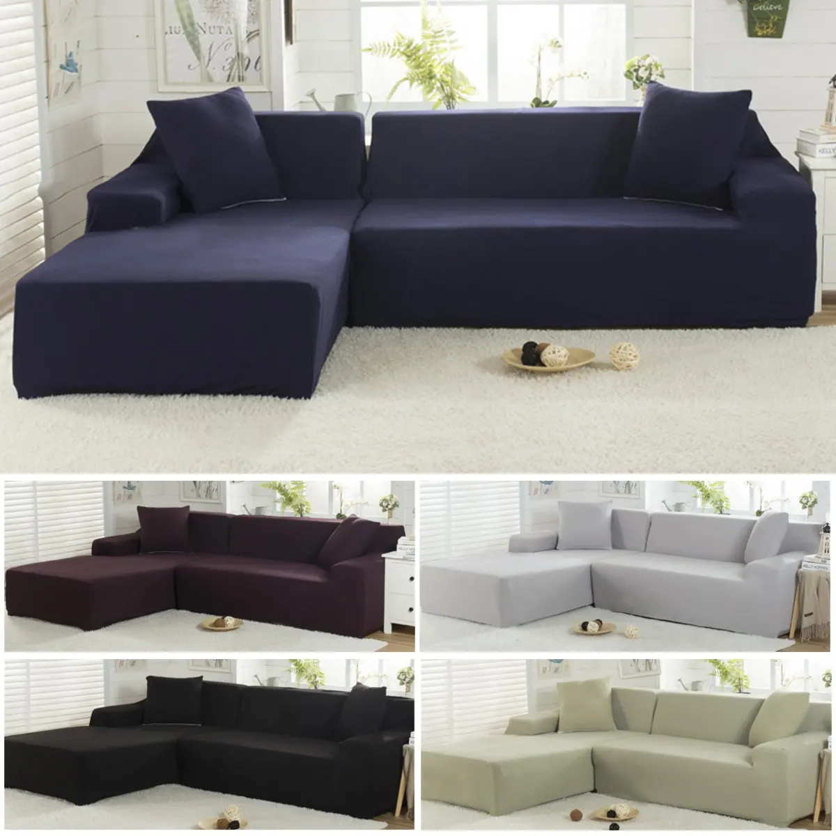 

5 Color Universal Elastic Sofa Covers for Living Room L-Shaped Sofa Towel Slip-resistant Sofa Seat Cover Strech Sofa Slipcover
