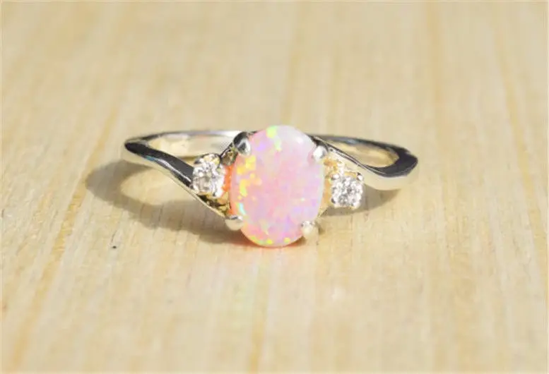 

Rings 2.3Ct Pink Fire Opal Women 925 Silver Ring Engagement Wedding Size 5-11
