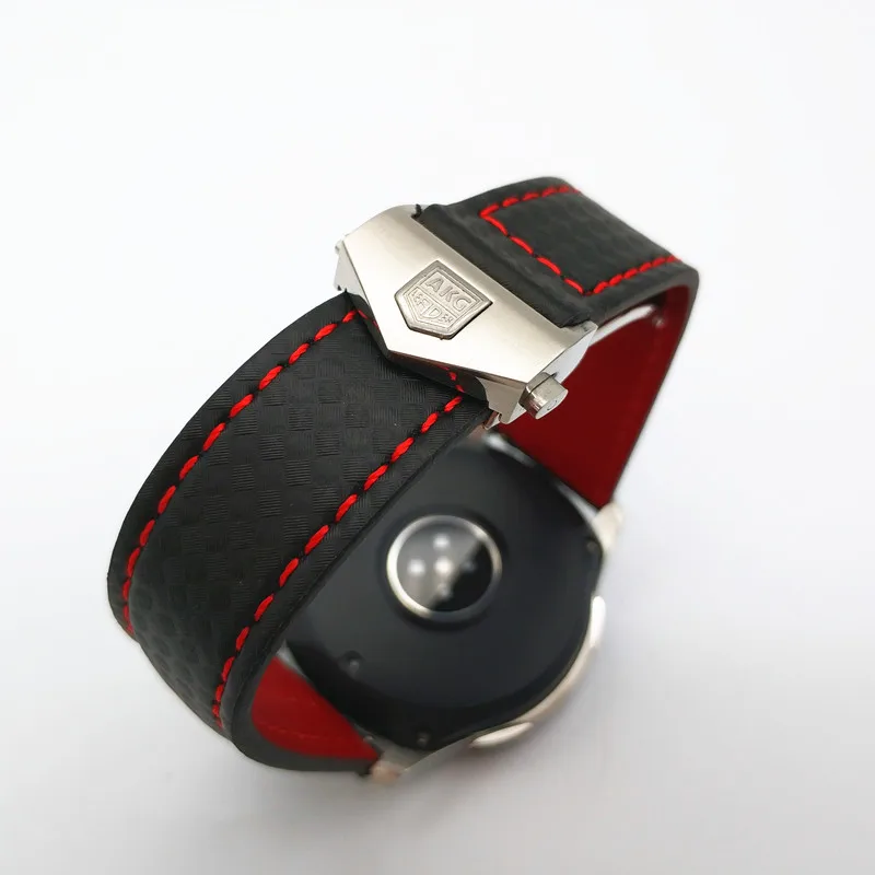 Newest Carbon Fiber Genuine Leather Watch Strap Band For Samsung Galaxy Watch 46mm 42mm Gear S3 Classic Frontier Huawei watch 2