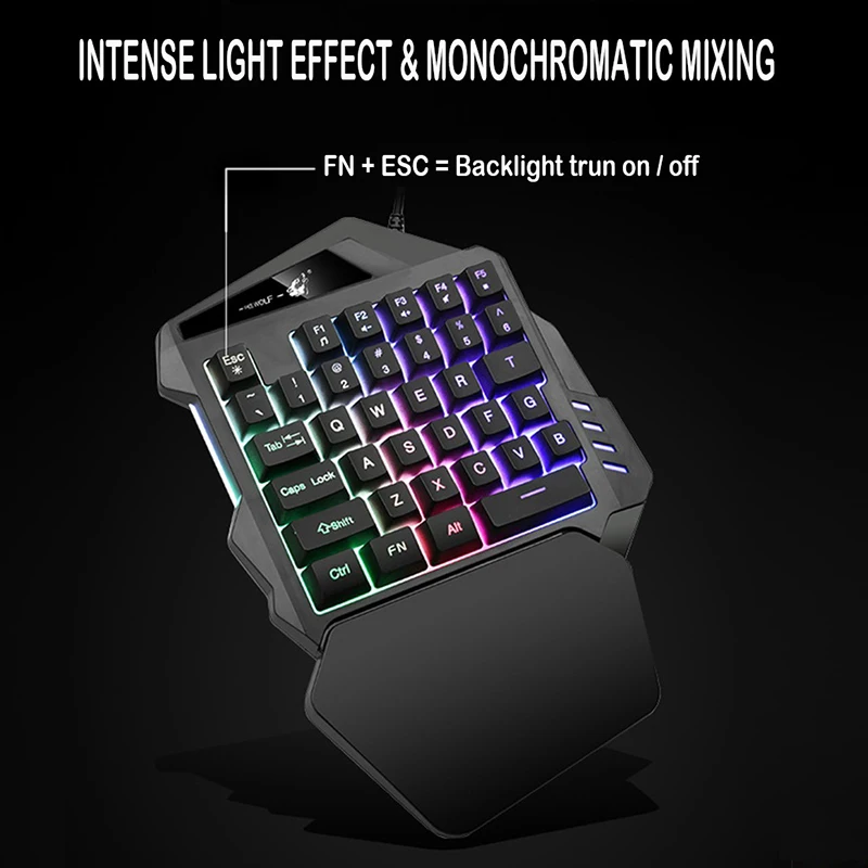 Gaming KeyboardGaming keypad One-Hand Gaming KeypadMini Feel Wide Hand Rest with 35 Keys Backlight