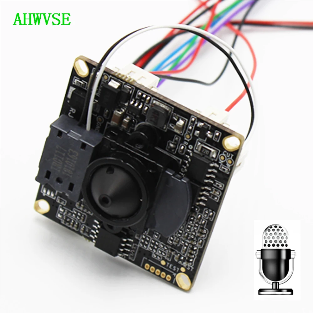 2pcs/lot Wide Angle 3.7mm Lens IP Camera Module PCB board Audio Input With Microphone 1080P IP Cam 2MP ONVIF