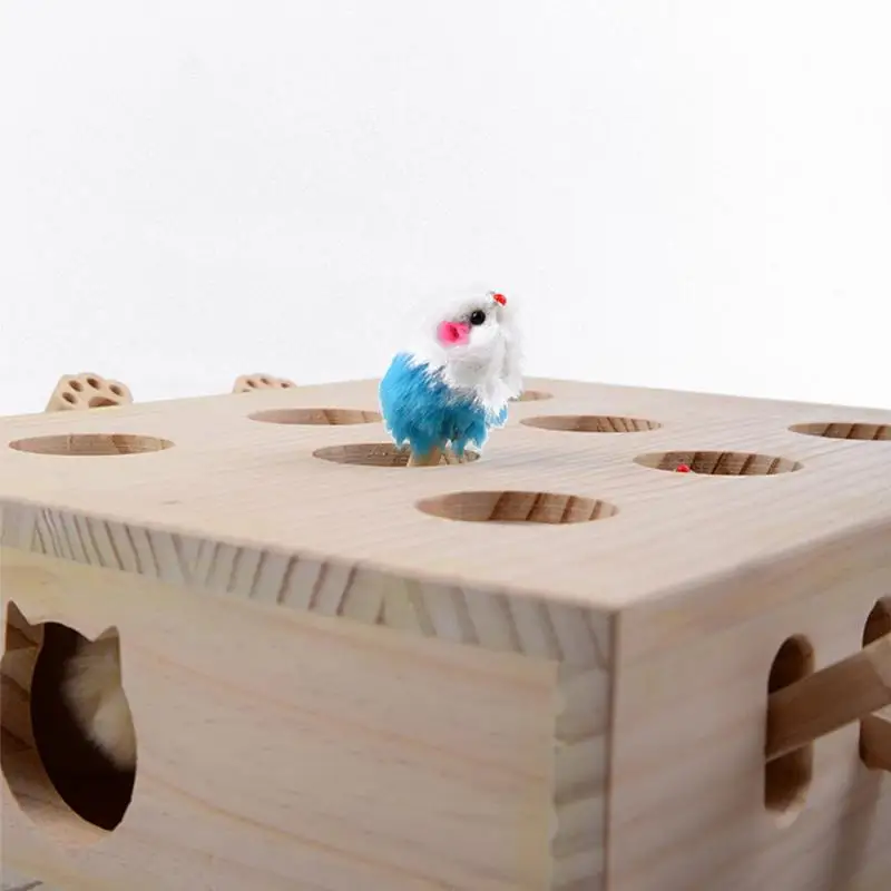Новейшая игрушка для кошек Whac A Mole mouse твердый деревянный интерактивный питомец