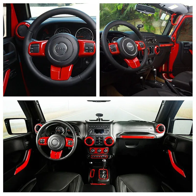 Piezas interiores automotrices accesorios interiores ABS tiras decorativas 12 juegos adecuados para 11-17 Wranglers Piezas interiores automotrices accesorios interiores ABS tiras decorativas 12 juegos adecuados para 11-17 Wranglers