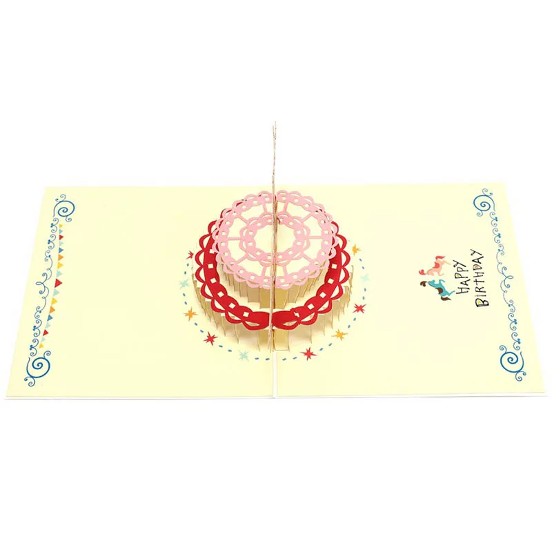  Funny Cartoon Clown 3D Birthday Cake Greeting Card Handmade Party Invitation Paper 1Pcs Rainbow Col - 33001737263
